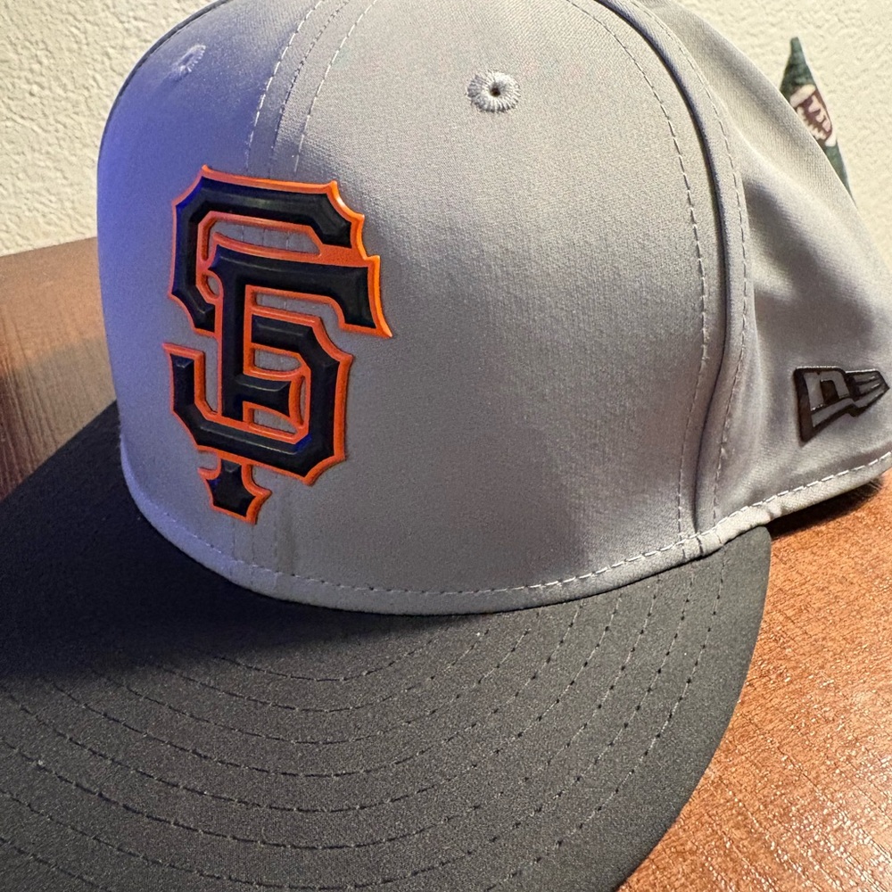 New Era San Francisco Giants Gray and Black Strapback Hat with Orange Logo